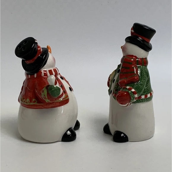 Fitz And Floyd Sugar Coated Christmas Salt Pepper Shakers Snowmen 2008 - Picture 4 of 8